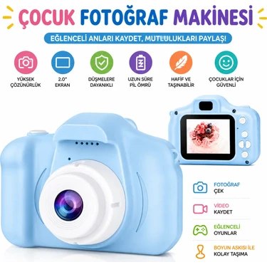 Blue Inter Mini 1080P Çocuklar Için Dijital Fotoğraf