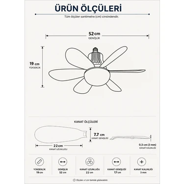 Goes Tavan Vantilatörlü LED Ampul, Kumandalı,
