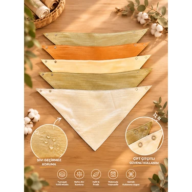 Enhitbaby 5 Adet Sıvı Geçirmez Müslin Fular Önlük Set, %100 Pamuk,