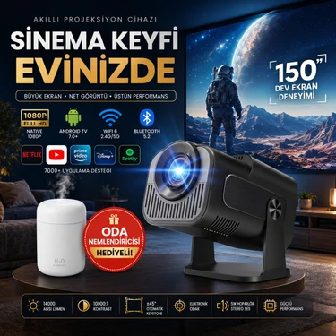 Teknomie Android Wifi Taşınabilir Akıllı Projektör – 4K Ultra Hd, Bluetooth 5.0, Hoparlör, Çok