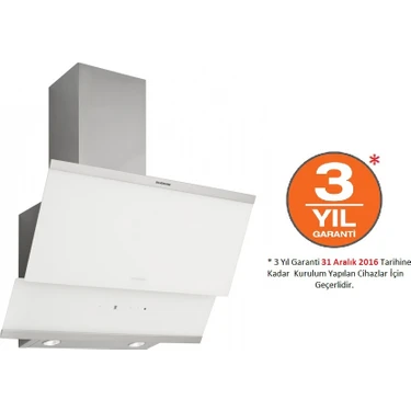 Silverline 3420 Classy Beyaz 60 cm Cam Davlumbaz Duvar Tipi Dokunmatik Kontrol ile Etkili