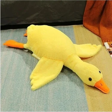 Esranın Dünyası 75 cm Uçan Kaz Şeklinde Sevimli Peluş Uyku Yastığı, Sarı Renk