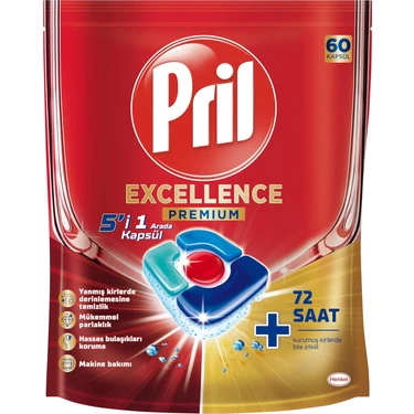 Peri Store Pril Excellence 5'i 1 Arada Bulaşık Makinesi Deterjanı, 60