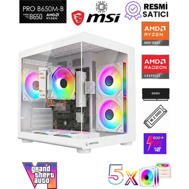 Zeiron APU X50 AMD Ryzen 5 8500G-MSI B650M-B/AMD Radeon 740M GRAPHICS/512GB M.2/16GB DDR5 Beyaz-Oem