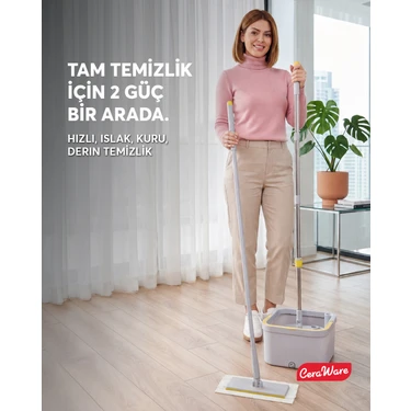 Ceraware Home Care Premium Hijyen Seti Dual System Kare Mop Fiyatı