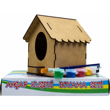 Emin İş Eğitimi Emin İş Eğitim Ahşap Kuş Evi Seti Boyama Etkinlikleri İçin MDF Malzeme ile