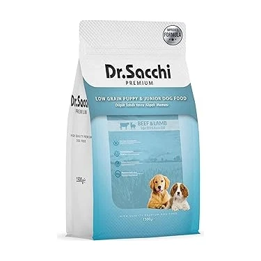 Uravas Store Dr.sacchi Premium Düşük Tahıllı Sığır Etli ve Kuzu Etli Düşük Tahıllı Yavru Köpek