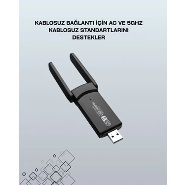 sbodurhome Yüksek Hızlı 1200 Mbps Çift Bant USB Wifi Adaptör – Güçlü Sinyal, Geniş