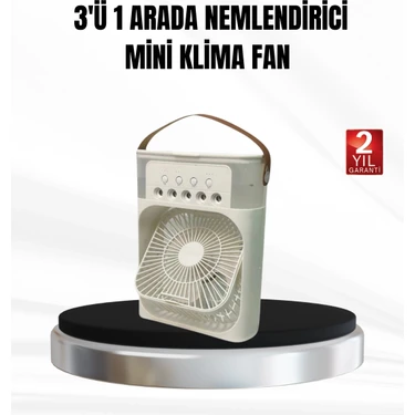 sbodurhome 3’ü 1 Arada Mini Klima Fan USB Şarjlı, 7 Renk Gece Lambalı ve