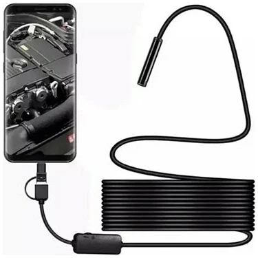 Uravas Store Vtn-02 Endoskop Yılan Video Kamera Led’li 2 Metre 7 mm Sert Kablo Su