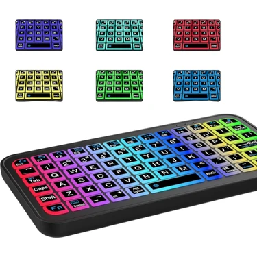 Uravas Store Siyah Kablosuz Mini Rgb Işıklı Klavye Bluetooth 5.2 Ince