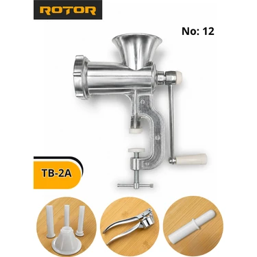 Rotor Elefant TB-2A Manuel Et Kıyma Makinesi (No 12) - Paslanmaz Çelik Bıçaklı ve