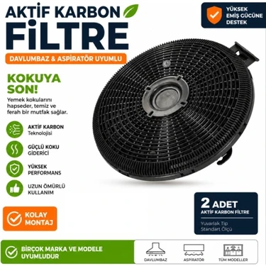 Electrolux AFC960W Davlumbaz Aspiratör Için Uyumlu Karbon Filtre Güçlü Koku Giderici 2’li