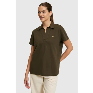 U.s. Polo Assn. Kadın Koyu Haki Tişört Basic
