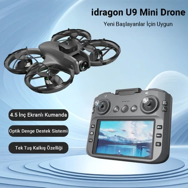 İdragon U9 Katlanabilir Mini Drone Ekranlı Kumanda Fırçasız Motor Hd Kamera Çift