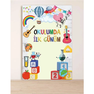 Prime Concept Okulumda İlk Günüm Hatıra Fotoğraf Panosu Vinil 100X150 Renkli Dijital
