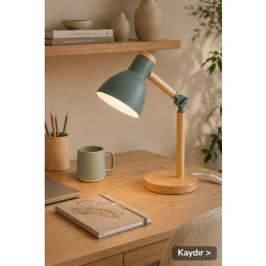 Vivido Home Doğal Ahşap Iskandinav Derin Yeşil Masa