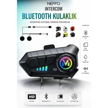 Neffo V10 5.3 Motosiklet Kask Kulaklık Intercom Işıklı Motorsiklet