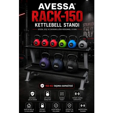 Avessa RACK-150 Kettlebell Standı - Sağlam Çelik Gövde - Yüksek Taşıma Kapasitesi - Dengeli ve