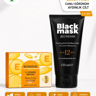 Jeunesse Black Mask 150 ml & Biobiens E Vitamini Sabunu 2'li Premium Cilt Bakım