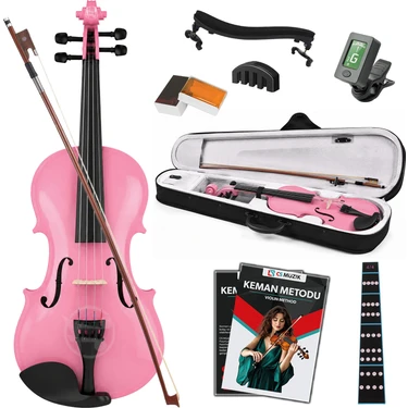 Fourtune Dante VL-200PK 4/4 Akustik Pembe Keman Seti (Tam