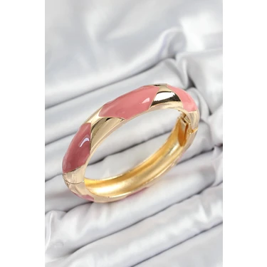 Renas Store Pirinç Pembe Mineli Baklava Model Gold Renk Kadın