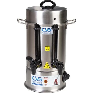 Cvs Elektrikli Çay Makinesi 40 Bardak Kapasiteli 1000 Watt Profesyonel Çay Otomatı Siyah