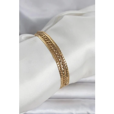 TeknoKapsül 316L Çelik Gold Renk 3&AMP;#39LÜ Kadın