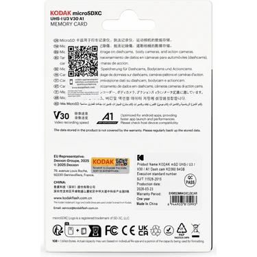 Kodak 64GB Micro SD UHS-I U3 V30 A1 Hafıza Kartı KD360 Fiyatı