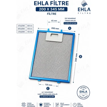 Ehla Filtre 20 x 34,5 cm Vinola,esty 3420-60 Davlumbaz