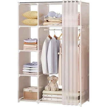 HBMB Store Kumaşlı, Kolay Kurulum, Şık Tasarım, Giysi Dolabı, 160CM Yükseklik, 103CM Genişlik, Çok