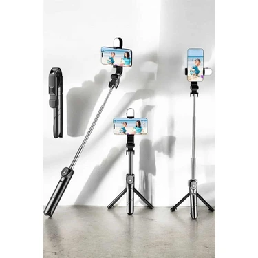 Uravas Store Tripod Kablosuz Bluetooth Bağlantılı Selfie Çubuğu 360 Derece