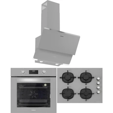 Silverline Gri Ankastre Set (CS5700E6S01 Ocak + S2-BO6502S02 Fırın + 3490 Oslo