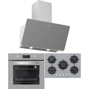 Silverline Gri Ankastre Set (CS5801E7S01 Ocak + S2-BO6502S02 Fırın + 3457 Soho