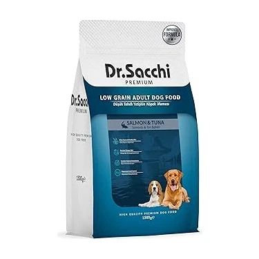 Uravas Store Dr.sacchi Premıum Düşük Tahıllı Somonlu ve Ton Balıklı Yetişkin Köpek Maması 1,5