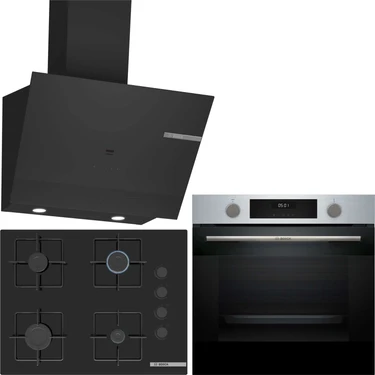 Bosch Inox / Siyah Ankastre Set