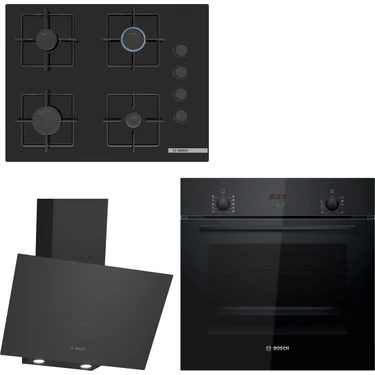 Bosch Siyah Ankastre Set HBF512BB1T - POP7C6P30O - DWK64PJ60T / Ocak 67