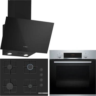 Bosch Inox/siyah Ankastre Set