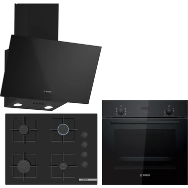 Bosch Siyah Ankastre Set HBF512BB1T - POP7C6P30O - DWK63PJ60T / Ocak 67 cm