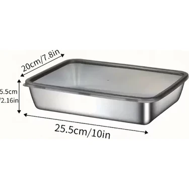 Zenvia Çok Amaçlı Paslanmaz Çelik Fırın ve Saklama Kabı (25X20X5