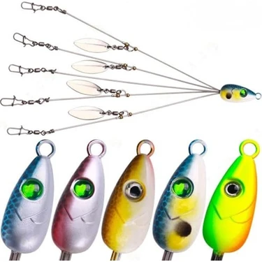 5'li Alabama Rig 5 Kollu Fırdöndülü Levrek Şemsiyesi 16.8g 22CM – Spinner Kaşıklı Sahte Yem