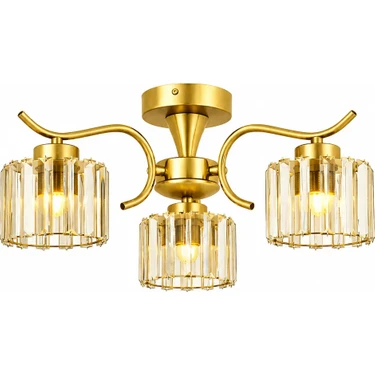 Esslight Miliç 3 Lü Eskitme Plafonyer Kristal Taşlı Salon Mutfak Yatak Odası