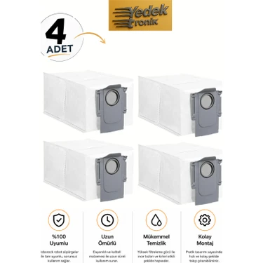 Roborock Saros 10 / Saros 10R / Saros Z70 / Saros 20 / Saros 20 Sonic Uyumlu 2’li Hijyenik Toz