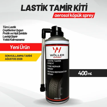 Wöller Lastik Tamir Kiti Lastik Tamir Spreyi - Hızlı Onarım ve Hava Kaçağını Önleyici, 400 ml, Tüm