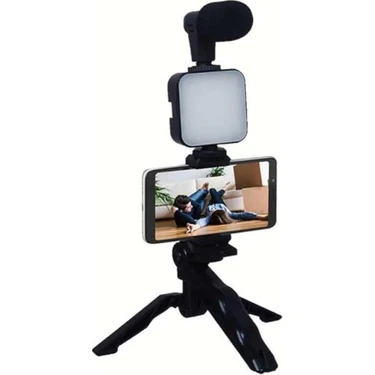 Zenvia Mey Ithalat® Telefon Tutucu Mikrofonlu Işıklı Youtuber Video