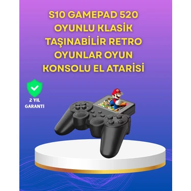 Zenvia Mey Ithalat® 2.4 Inç Ekranlı 500 Oyunlu Taşınabilir Retro Oyun Konsolu, Şarjlı El Tipi