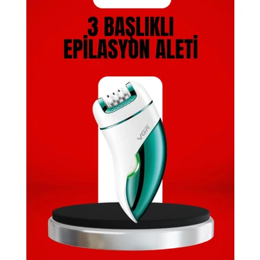 Zenvia Mey Ithalat® 3'ü 1 Arada Epilatör Su Geçirmez Metal Başlıklı LED Işıklı 90 Dakika