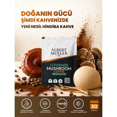 Albert Muller Reformer Hindiba Kahvesi | Reishi ve 4 Mantarlı | Prebiyotik Lif İçeren | Analiz
