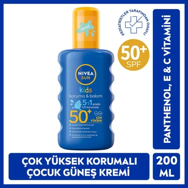 NIVEA SUN SPF50 Çocuklar İçin Yüksek Güneş Koruyucu Vücut Spreyi 200ml,Suya Dayanıklı,E&C