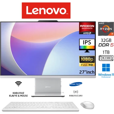 Lenovo ıdeacentre 27ARR9 Aıo Ryzen7 7735HS 32GB 1tb SSD Bulut Gri W11PRO 27" Fhd All In One